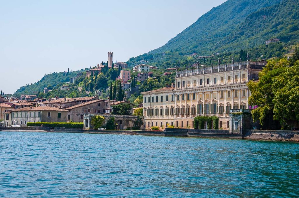 A waterside view of Villa Bettoni near the town of Gargnano on Lake Garda - Lombardy, Italy - rossiwrites.com