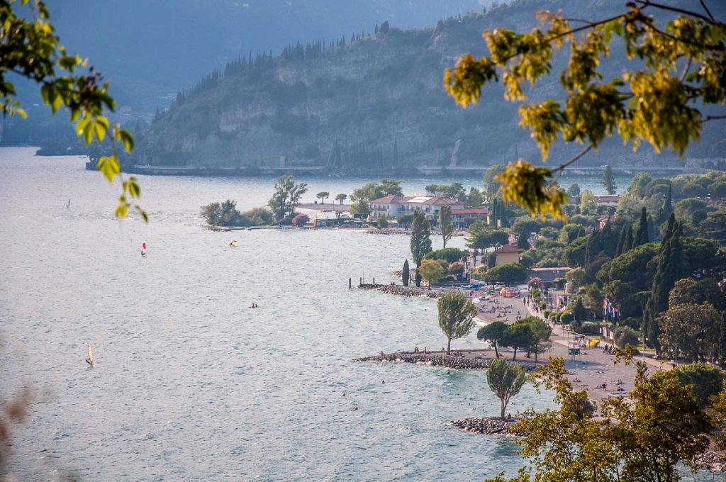Panoramic view of the beaches of the town of Torbole on Lake Garda - Trentino-Alto Adige, Italy - rossiwrites.com