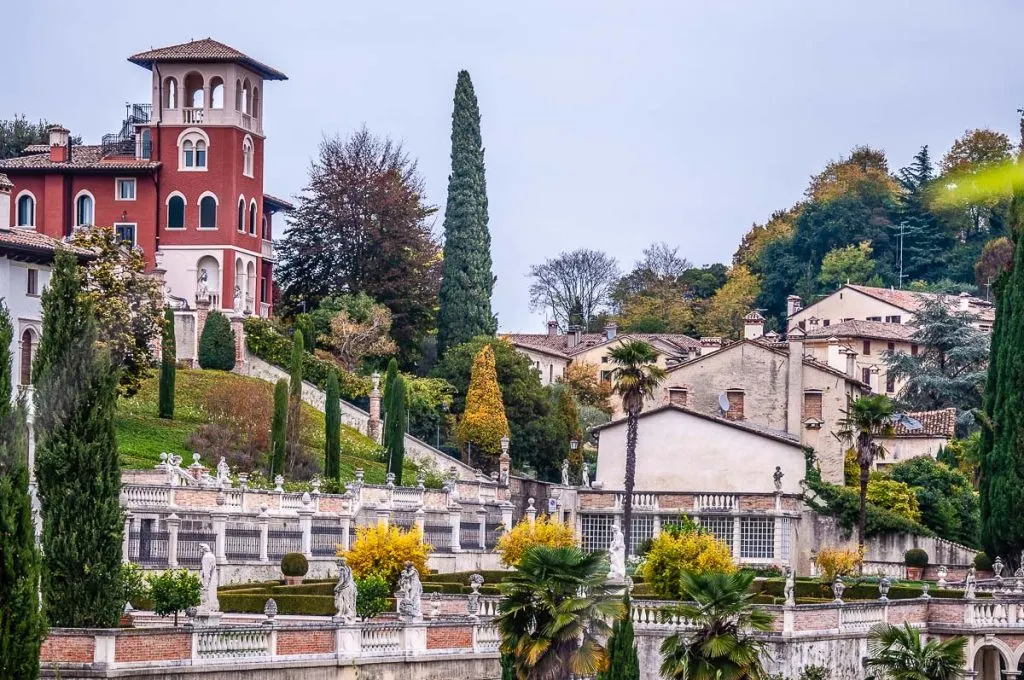 View of the beautiful houses of the town of Asolo - Veneto, Italy - rossiwrites.com