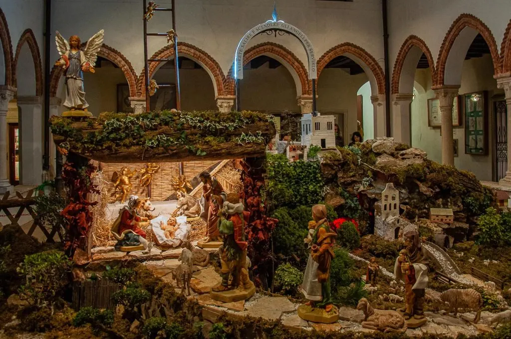 A large Nativity scene in the cloister of the Sanctuary of the Madonna of Monte Berico - Vicenza, Italy - rossiwrites.com