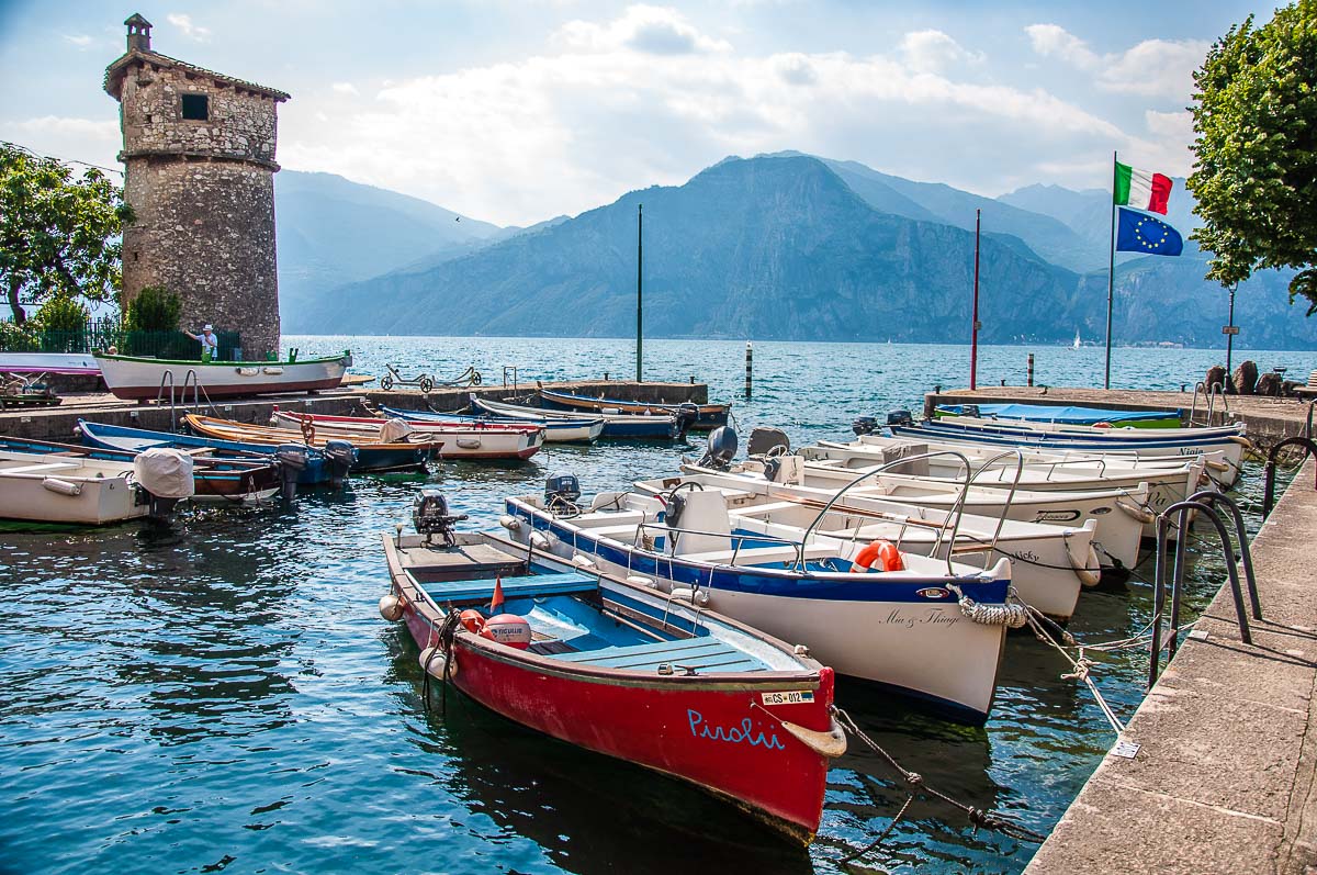 View of the historic harbour of the village of Cassone on Lake Garda - Veneto, Italy - rossiwrites.com