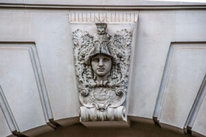 Decorative element on the facade of the Science Museum - London, England - rossiwrites.com