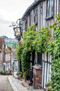 The ivy-clad half-timbre facade of the historic Mermaid Inn - Mermaid Street - Rye, England - rossiwrites.com