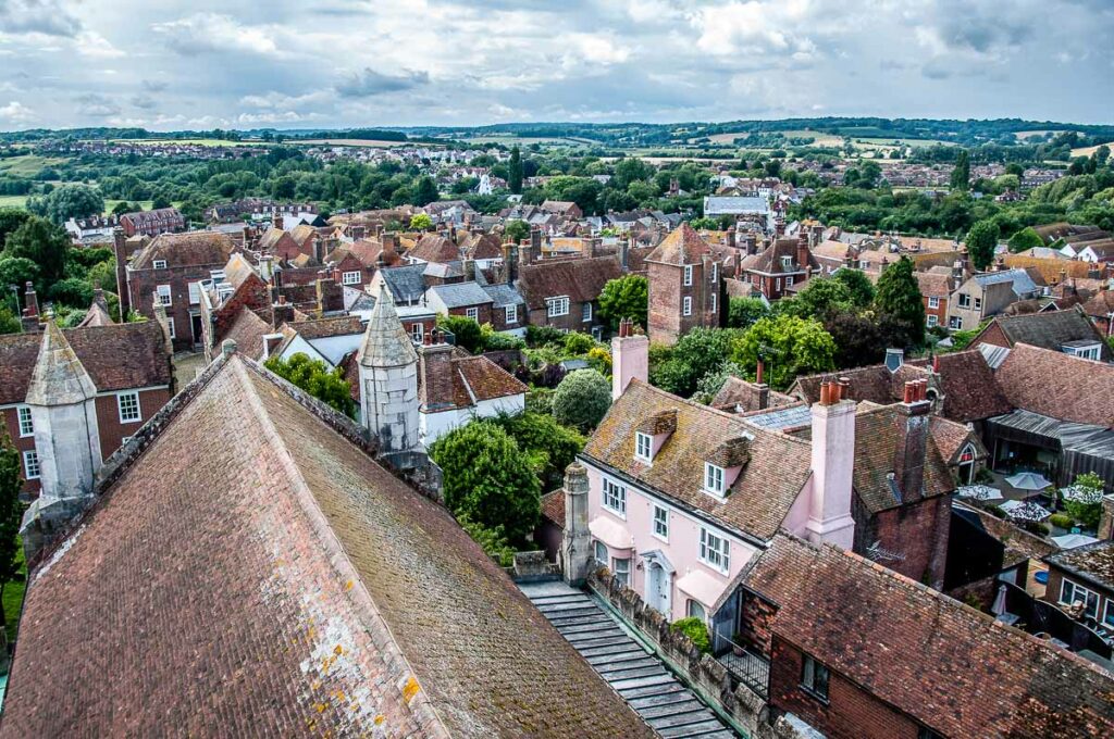 The town of Rye seen from the belltower of its parish church - Rye, England - rossiwrites.com