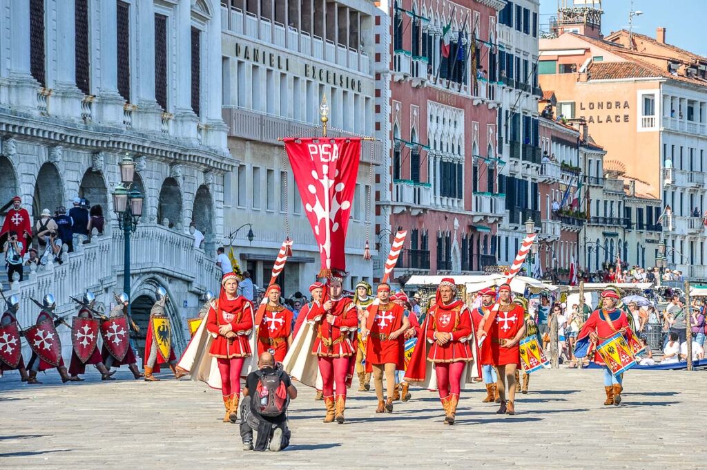 Riva degli Schiavoni during the parade for the Regatta of the Four Maritime Republics - Venice, Italy - rossiwrites.com