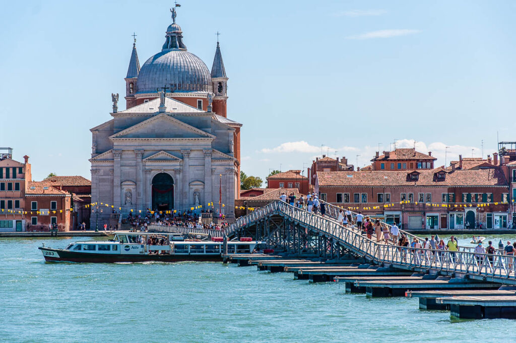 The Church of the Santissimo Redentore with the Giudecca Canal on the Redentore Feast Day - Venice, Italy - rossiwrites.com