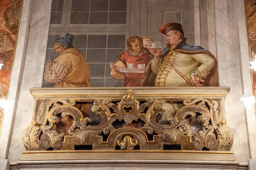 Fresco in the foyer of Teatro Grande - Brescia, Italy - rossiwrites.com