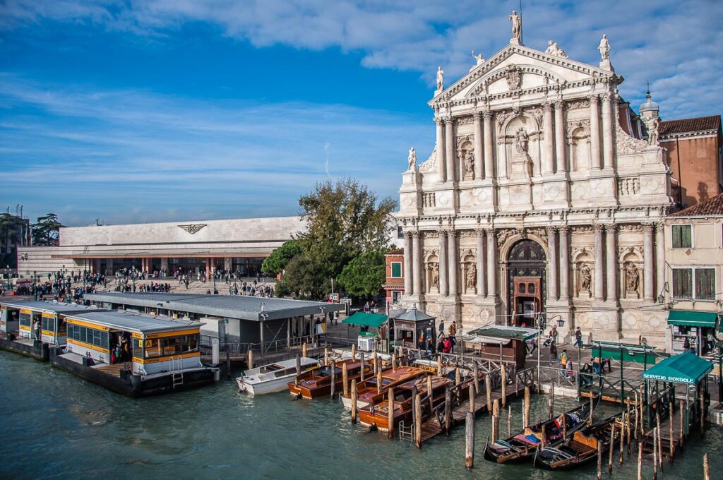 The Basilica of Santa Maria of Nazareth with the Venezia Santa Lucia train station - Venice, Italy - rossiwrites.com