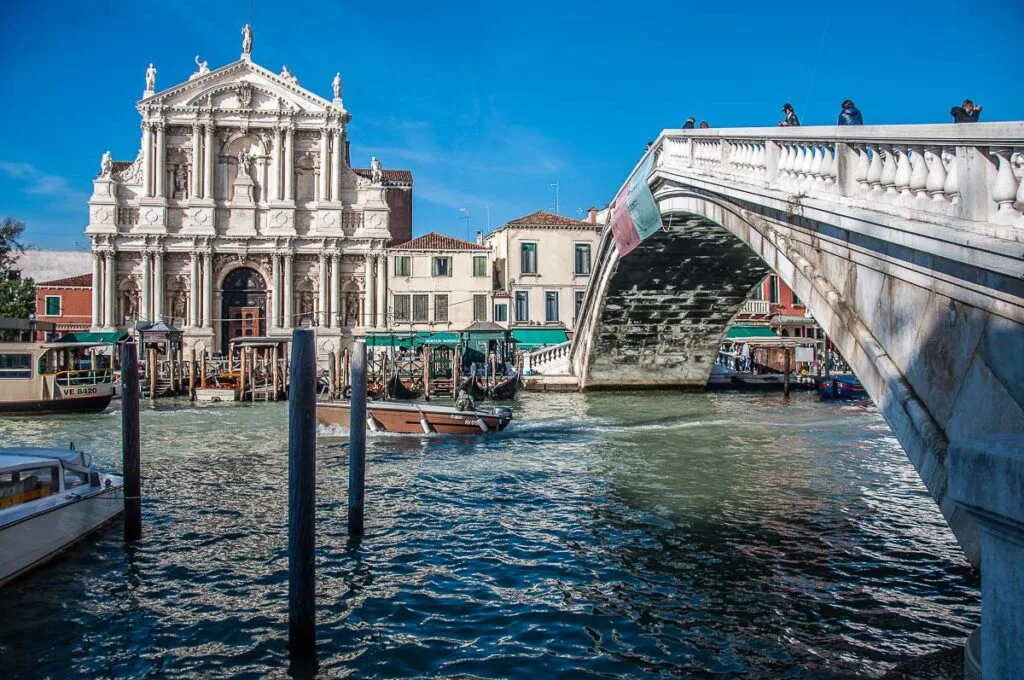 The Ponte degli Scalzi and the Church of Santa Maria di Nazareth near the Venezia Santa Lucia train station - Venice, Italy - rossiwrites.com