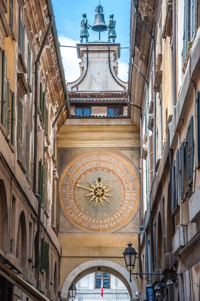 The clock tower seen from Via Beccaria - Brescia, Italy - rossiwrites.com