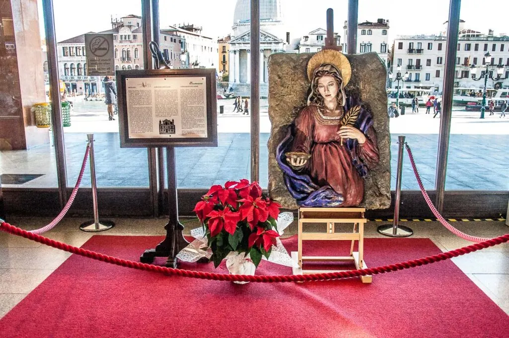 The display dedicated to St. Lucy in the Venezia Santa Lucia train station - Venice, Italy - rossiwrites.com