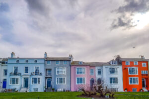 A terrace of colourful houses in Herne Bay - Kent, England - rossiwrites.com