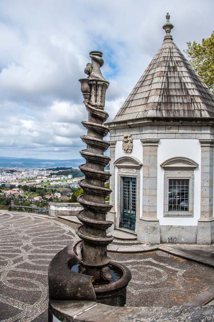 A small chapel and a spiral fountain - Sanctuary of Bom Jesus do Monte - Braga, Portugal - rossiwrites.com