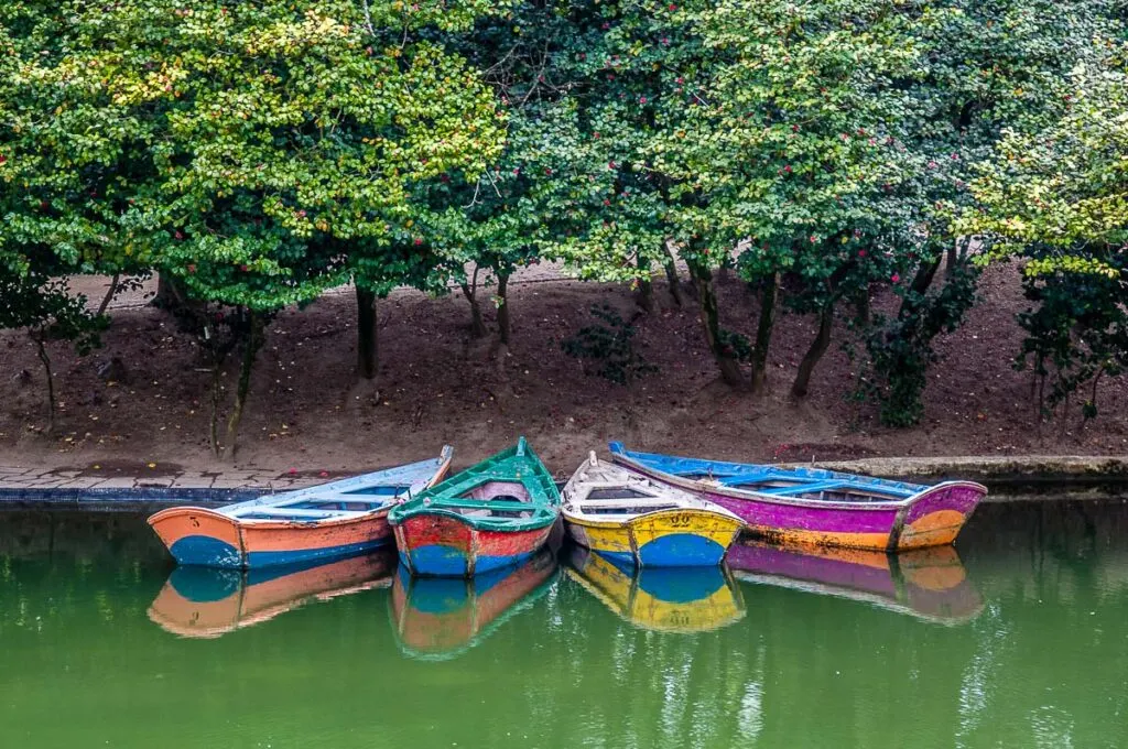 Colourful boats in the park behind the Sanctuary of Bom Jesus do Monte - Braga, Portugal - rossiwrites.com