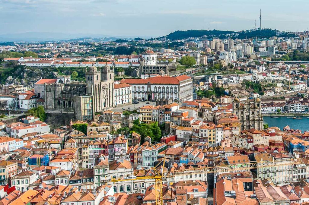 Panoramic view of Se do Porto, Ribeira, and Vila Nova de Gaia from the top of the Torre dos Clerigos - Porto, Portugal - rossiwrites.com
