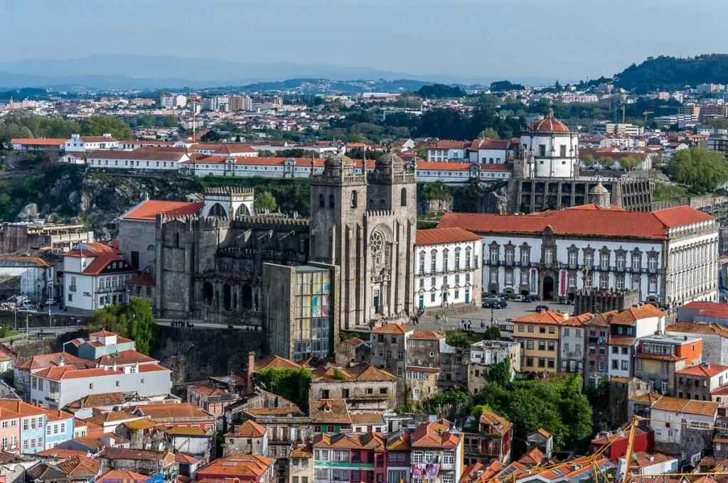Panoramic view of Se do Porto and the Episcopal Palace from the top of the Torre dos Clerigos - Porto, Portugal - rossiwrites.com