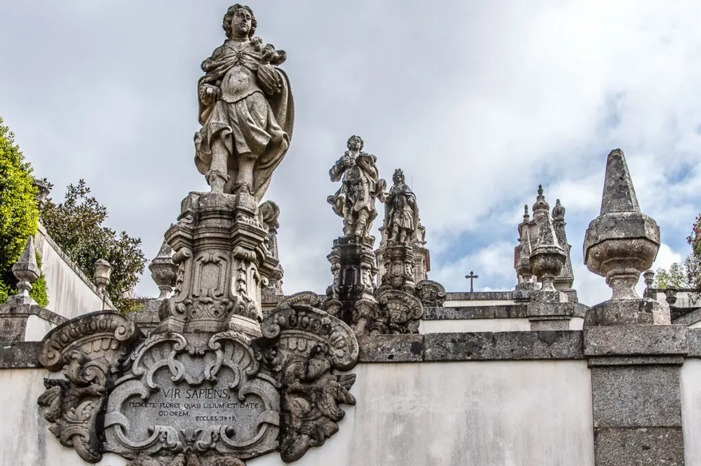 Statues on the Baroque stairway leading to the Sanctuary of Bom Jesus do Monte - Braga, Portugal - rossiwrites.com