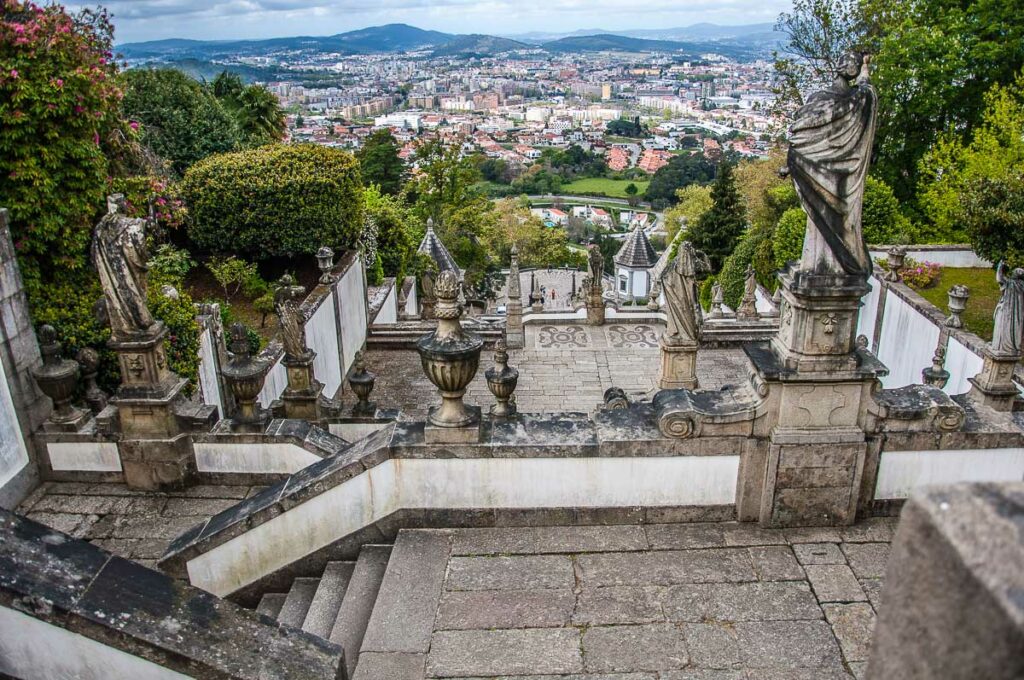 The Baroque stairway seen from above - Sanctuary of Bom Jesus do Monte - Braga, Portugal - rossiwrites.com