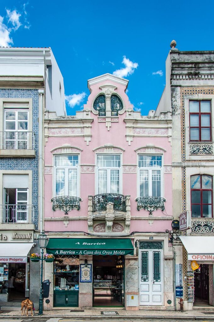 A beatiful Art Nuveau House with a shop selling ovos moles - Aveiro, Portugal - rossiwrites.com