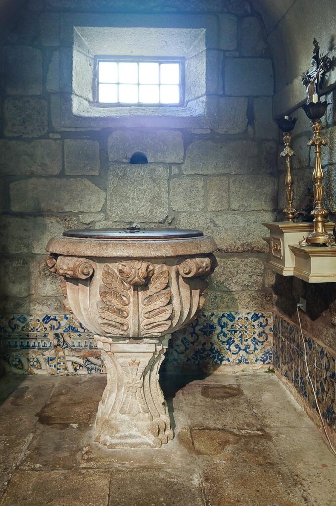 Baptismal font in the Igreja da Nossa Senhora da Oliveira - Guimaraes, Portugal - rossiwrites.com