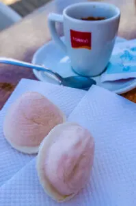 Ovos Moles de Aveiro served with an espresso - Aveiro, Portugal - rossiwrites.com