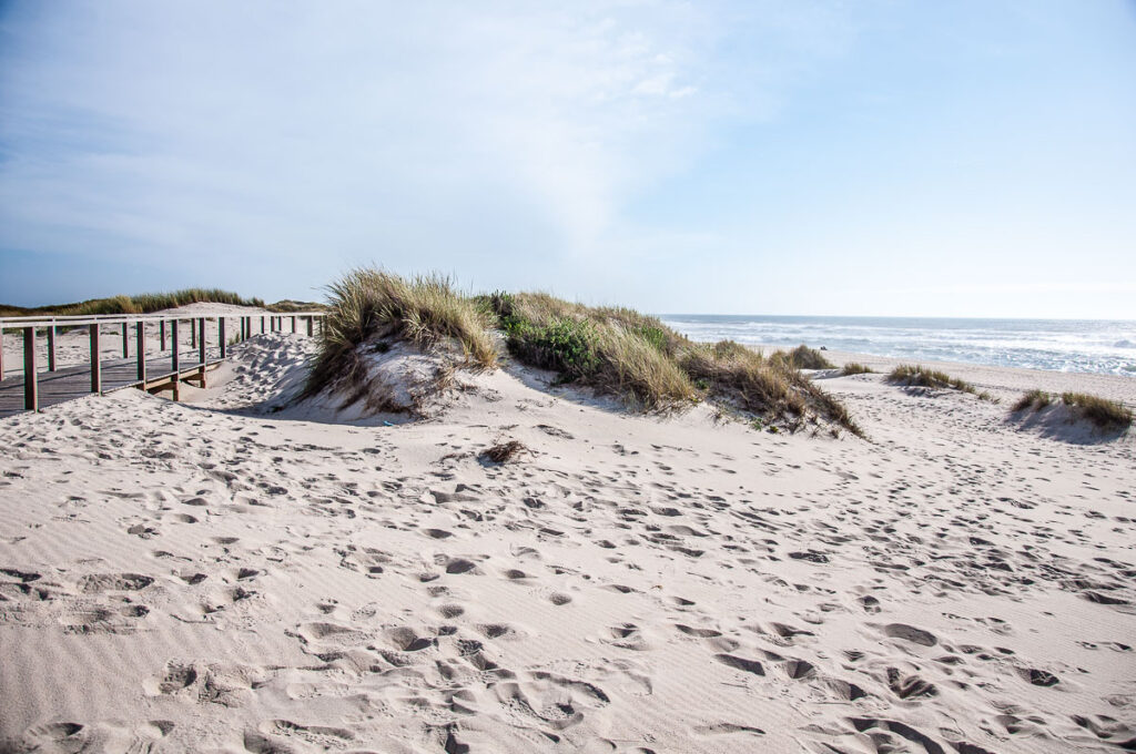 Boardwalks and sand dunes on the beaches of Costa Nova, Aveiro, Portugal - rossiwrites.com