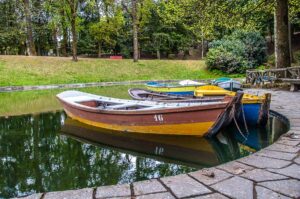 Boats in the pond behind the Sanctuary of Bom Jesus do Monte - Braga, Portugal - rossiwrites.com