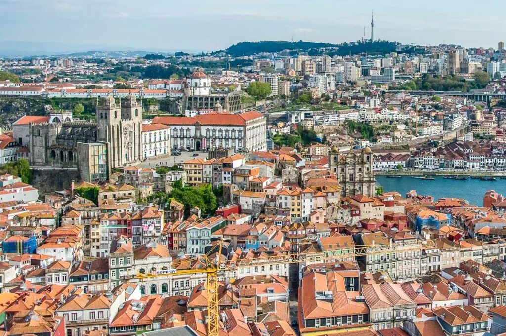 Panoramic views with the Se do Porto from the top of the Torre dos Clerigos - Porto, Portugal - rossiwrites.com