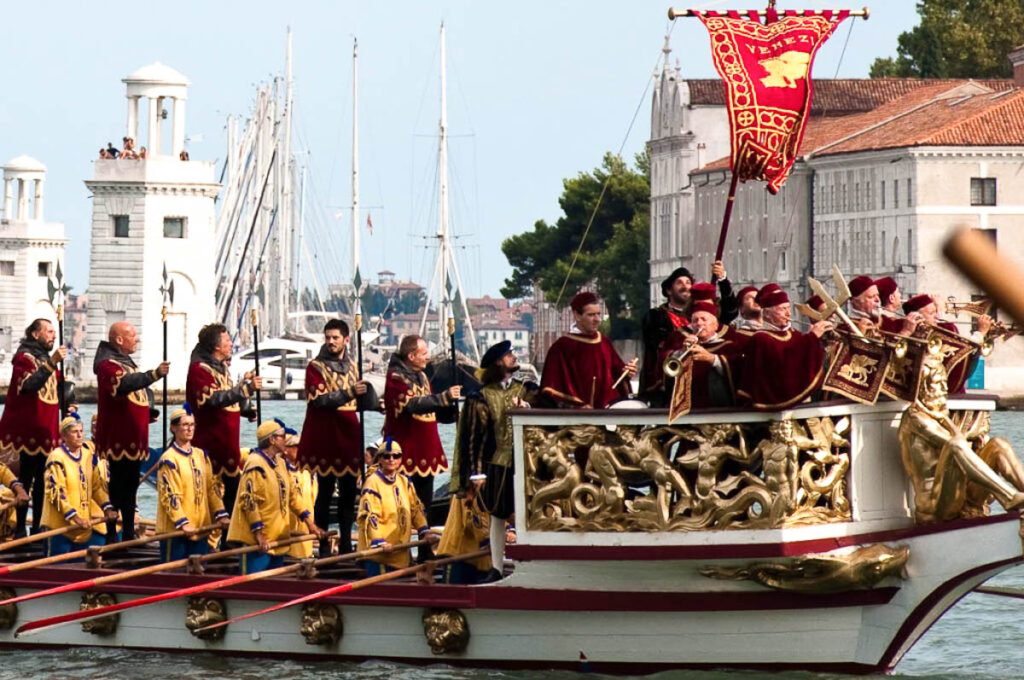 Lavish Venetian boat taking part in the parade of the Historical Regatta - Venice, Italy - rossiwrites.com