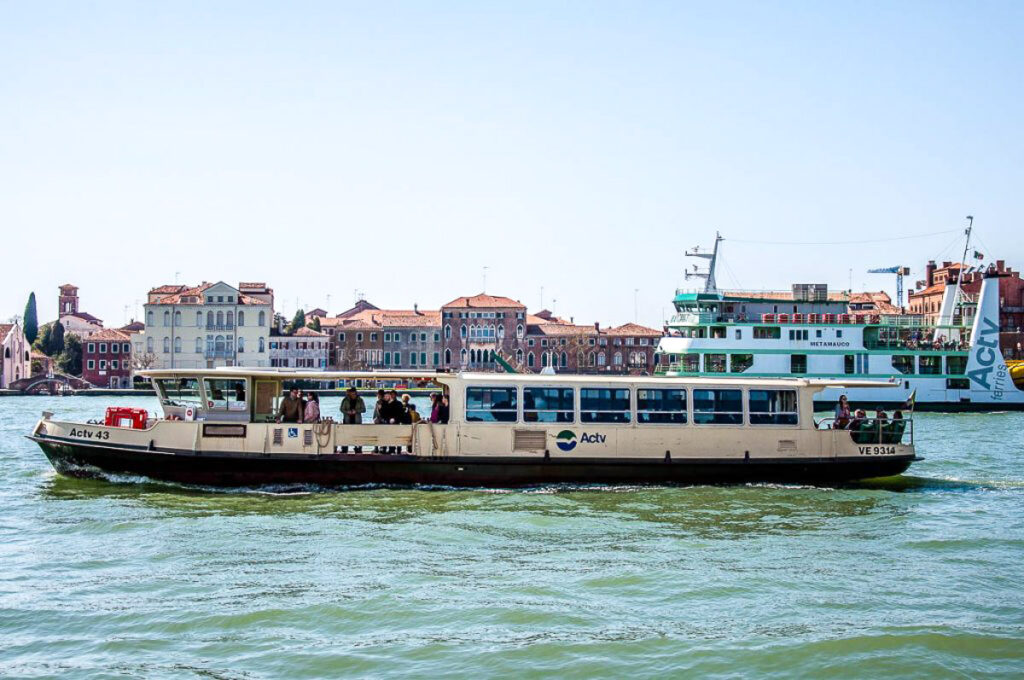 Venetian vaporetto and traghetto in the Giudecca Canal - Venice, Italy - rossiwrites.com