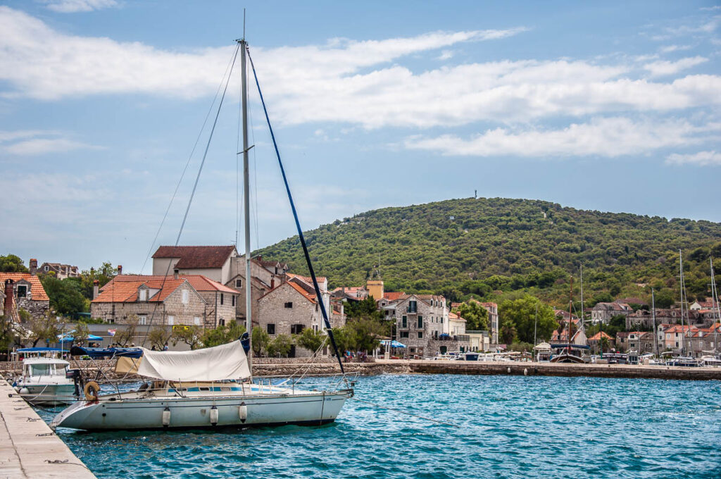 Beautiful yacht in the harbour of the island of Zlarin in the Sibenik Archipelago - Dalmatia, Croatia - rossiwrites.com