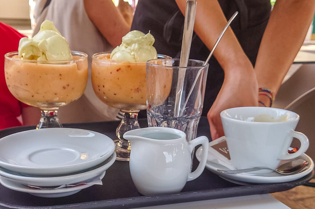 Coffees and granita served in a local gelateria - Desenzano del Garda, Italy - rossiwrites.com