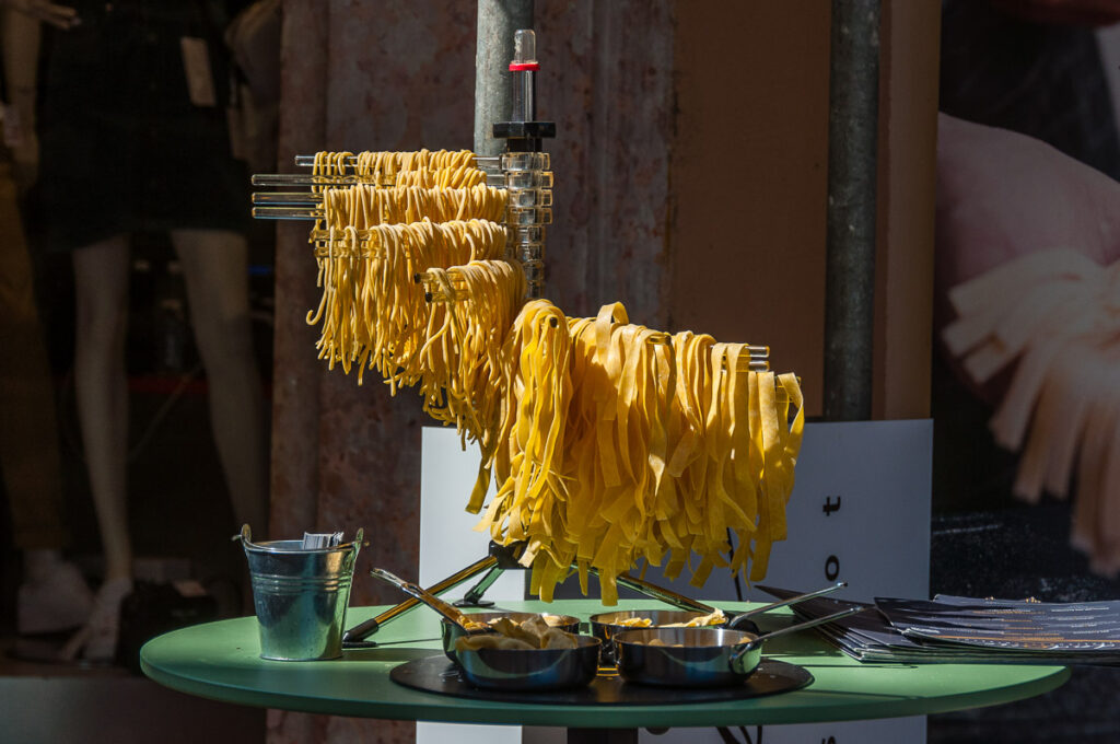 Fresh pasta prepared by a small eaterie in the town of Salo - Lake Garda, Italy - rossiwrites.com