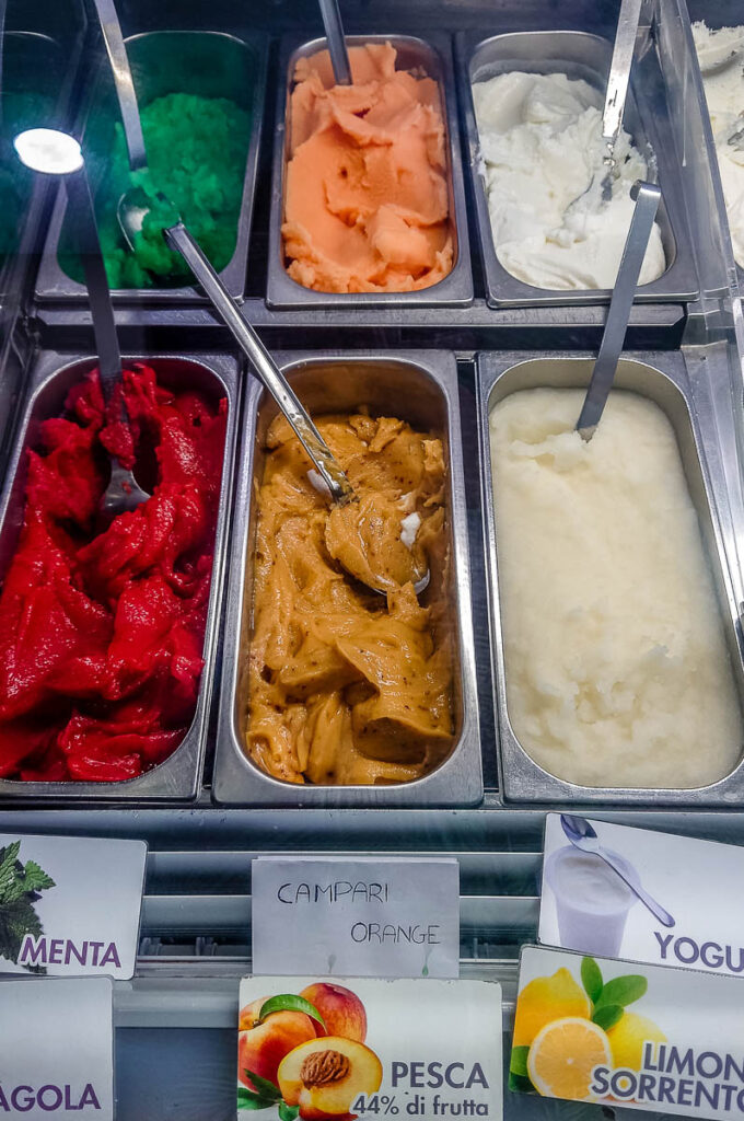 Granita sold in an Italian gelateria - Desenzano del Garda, Italy - rossiwrites.com