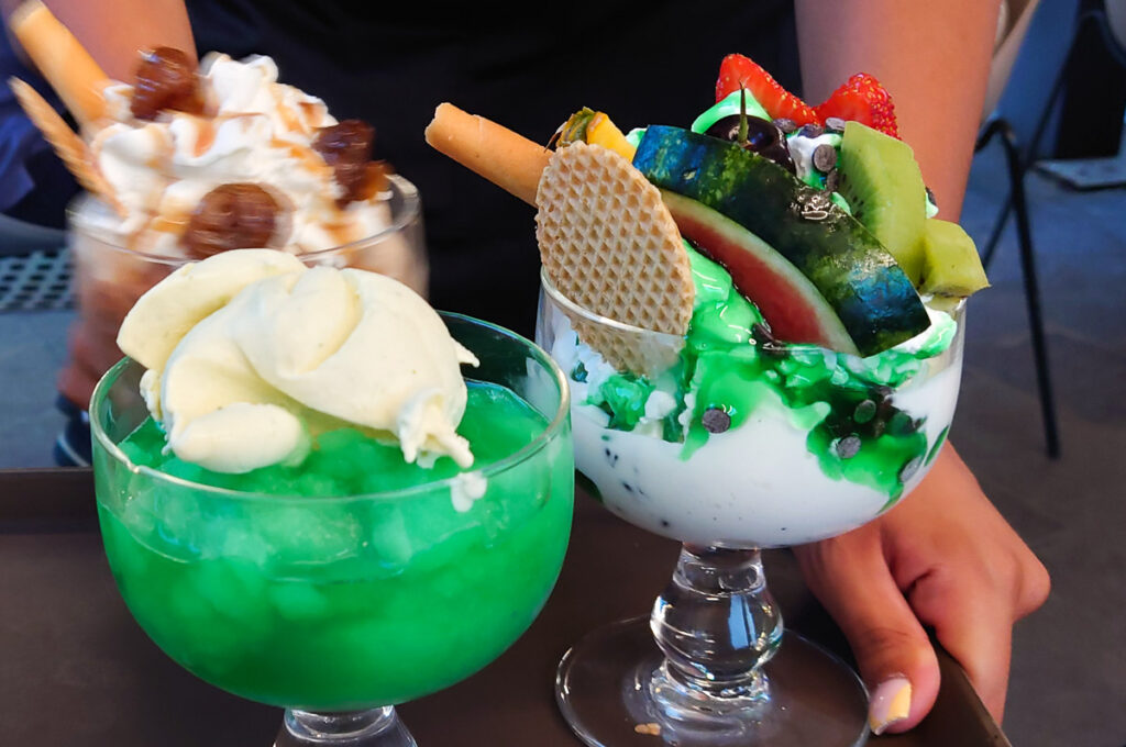 Large sundaes served in a local gelateria - Desenzano del Garda, Italy - rossiwrites.com