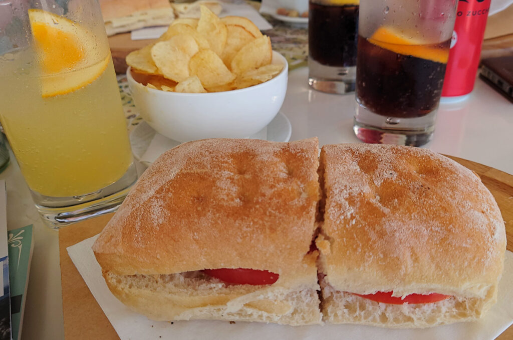 Simple panino with mozzarella and tomatoes - Salo, Italy - rossiwrites.com