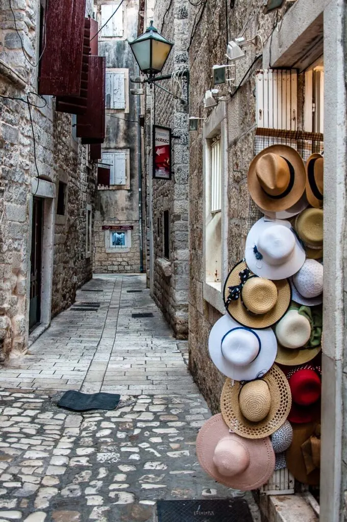 Stone-covered street in the old town - Trogir, Croatia - rossiwrites.com