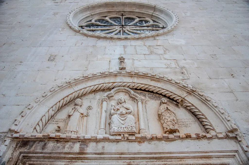 The tympanus and the rosette of the Church of the Monastery of St. Dominic - Trogir, Croatia - rossiwrites.com