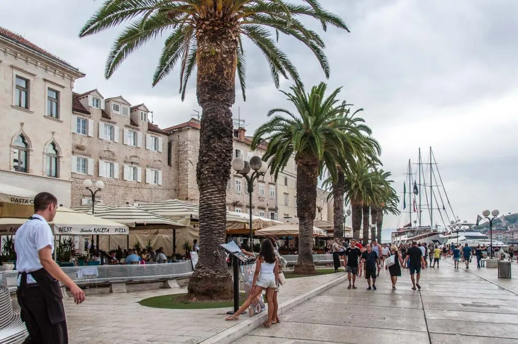 The palm-fringed riva promenade - Trogir, Croatia - rossiwrites.com