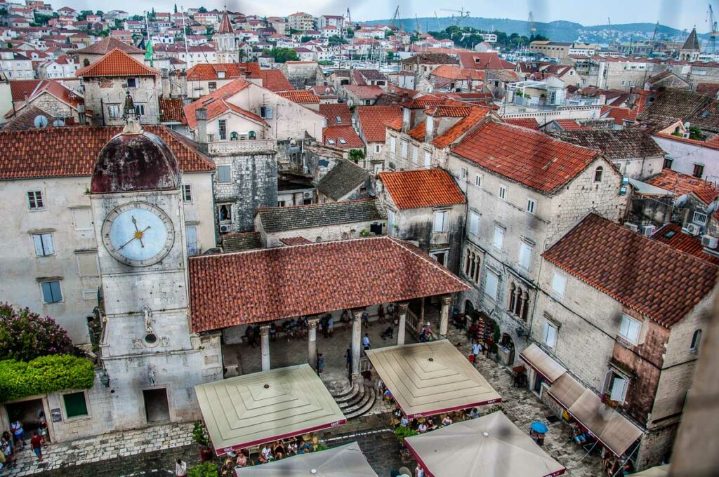 The view from the middle level of the bell tower of the Cathedral of St. Lawrence - Trogir, Croatia - rossiwrites.com