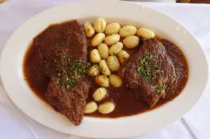 Traditional Dalmatian pasticada enjoyed in Prvic Luka on the island of Prvic in the Sibenik Archipelago - Dalmatia, Croatia - rossiwrites.com