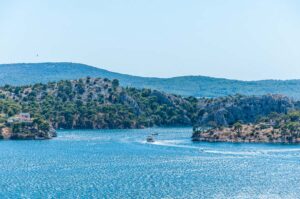 View of the St. Anthony Channel with the islands of the Sibenik Archipelago - Dalmatia, Croatia - rossiwrites.com