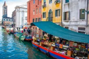 Barca di San Barnaba with the Church of San Barnaba in the sestiere of Dorsoduro - Venice, Italy - rossiwrites.com