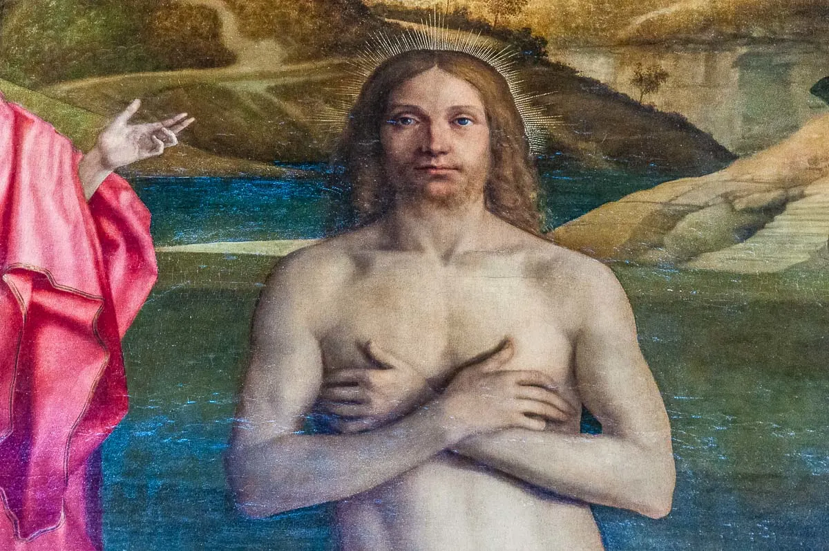 Close-up of Giovanni Bellini's Baptism of Christ - Vicenza, Italy - rossiwrites.com