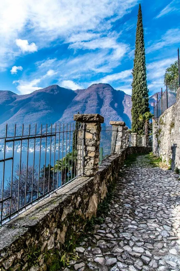 Cobbled path leading to Borgovecchio in Nesso - Lake Como, Italy - rossiwrites.com