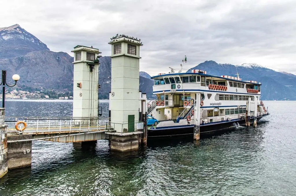 Ferry boat waiting for passengers in the town of Bellagio - Lake Como, Italy - rossiwrites.com