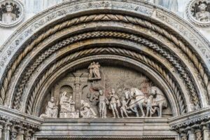 The Adoration of the Magi on the facade of the Duomo in the town of Como - Lake Como, Italy - rossiwrites.com