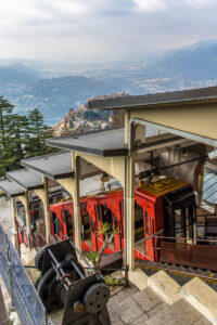 Como-Brunate funicular at the Brunate hilltop stop - Lake Como, Italy - rossiwrites.com