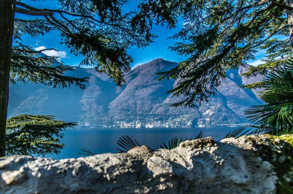 Panoramic view across the lake of the town of Brenno - Lake Como, Italy - rossiwrites.com