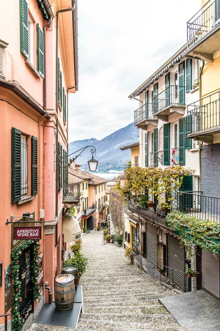 The picturesque cobbled Salita di Serbelloni in the town of Bellagio